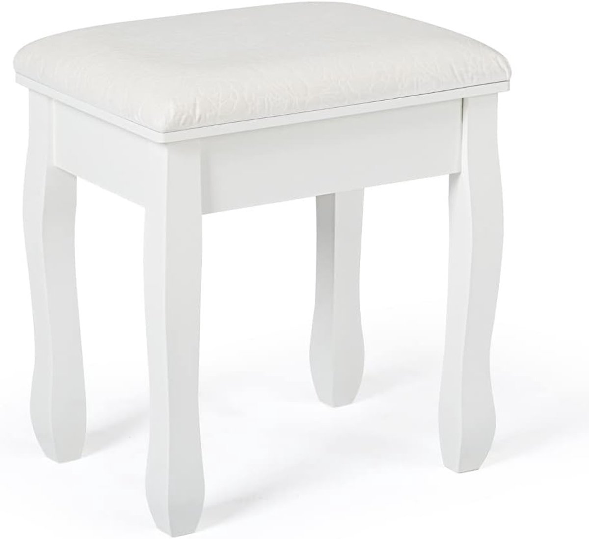Zacht gewatteerde Mondeer Kaptafel kruk - wit - barok afdrukken - 41 x 30 x 45 cm