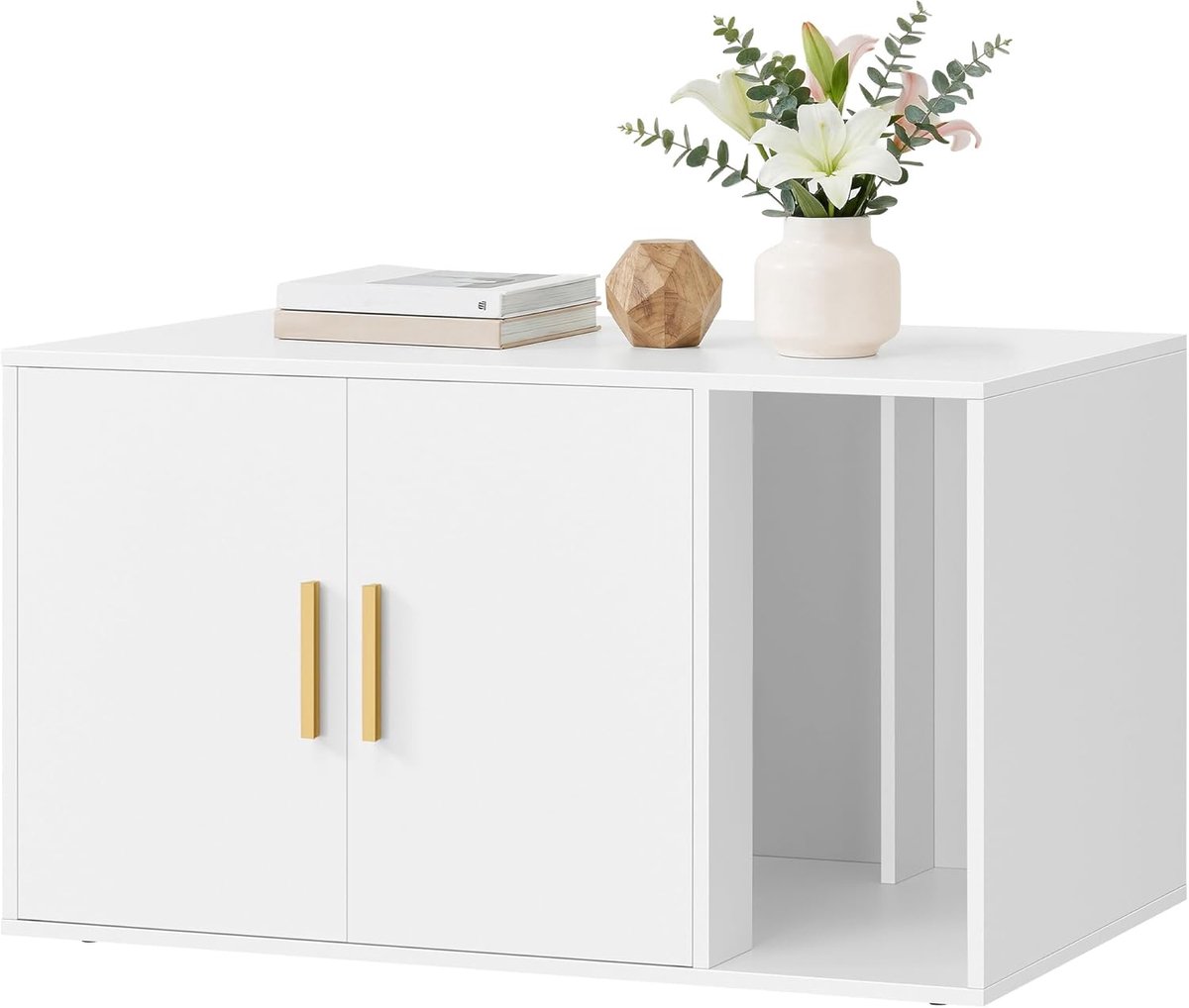 Kattenhuis Kast - Kattenbak Omkasting - Privacy Bieden - Geur Neutraliserend - 80 x 50 cm - Mat Wit