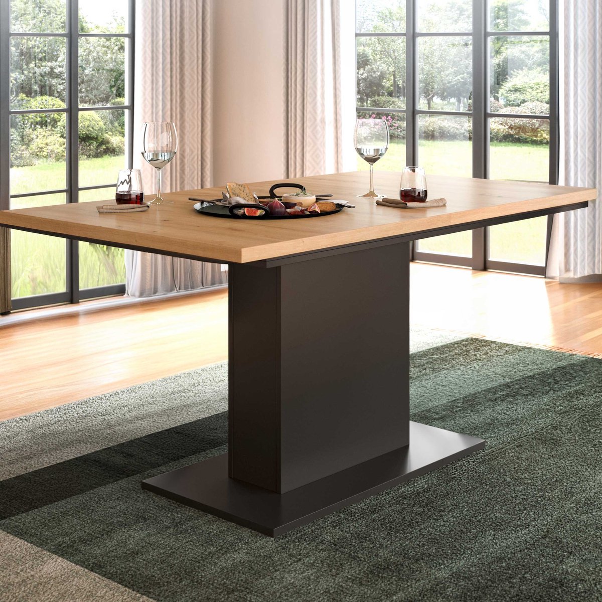 Uitklapbare Eettafel Motion Emob - Grijs & Artisan - 150-190x76x90 Cm