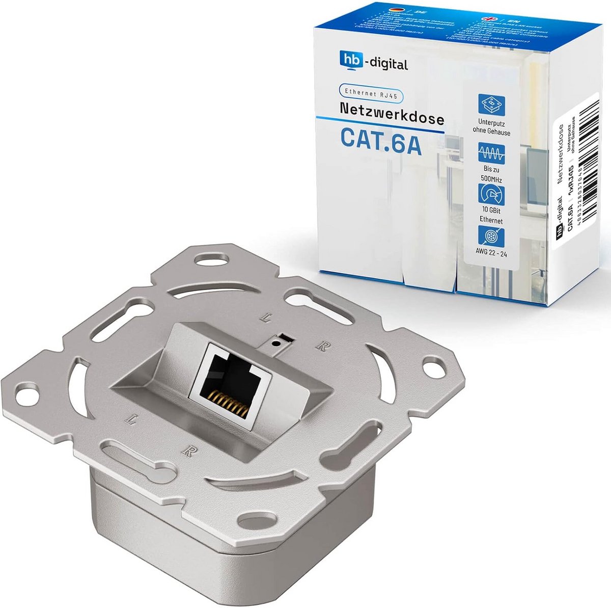 Netwerkdoos RJ45 - LAN Aansluiting - Snel Internet - Afgeschermd 10 Gigabit - 1 Poort - Zinklegering
