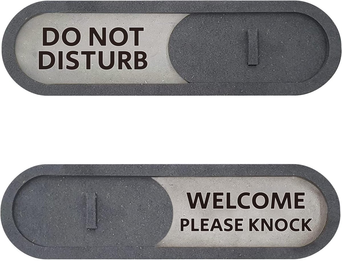 Privacy Deurindicator - Schuifbordje Bezette - Privacy Aangeven - Eenvoudig Te Plaatsen - 19x5.5cm - Grijs