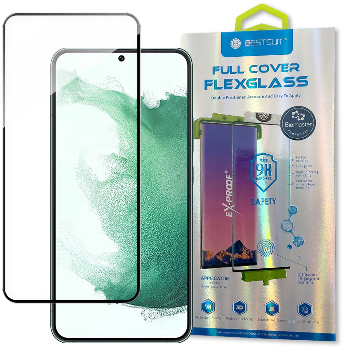 Bestsuit - 3D - Edge Nano Flexi Glass Glasfilm Volledig scherm Gehard glas met frame Samsung Galaxy S22+ - (S22 - Plus) - Transparant