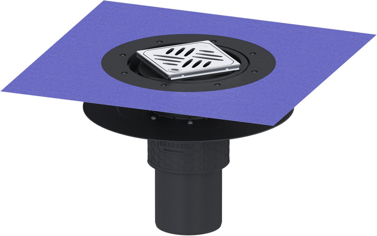 KESSEL-vloerafvoer Ecoguss plakflens - DN 100, vert., Variofix, designrooster, 48611.53