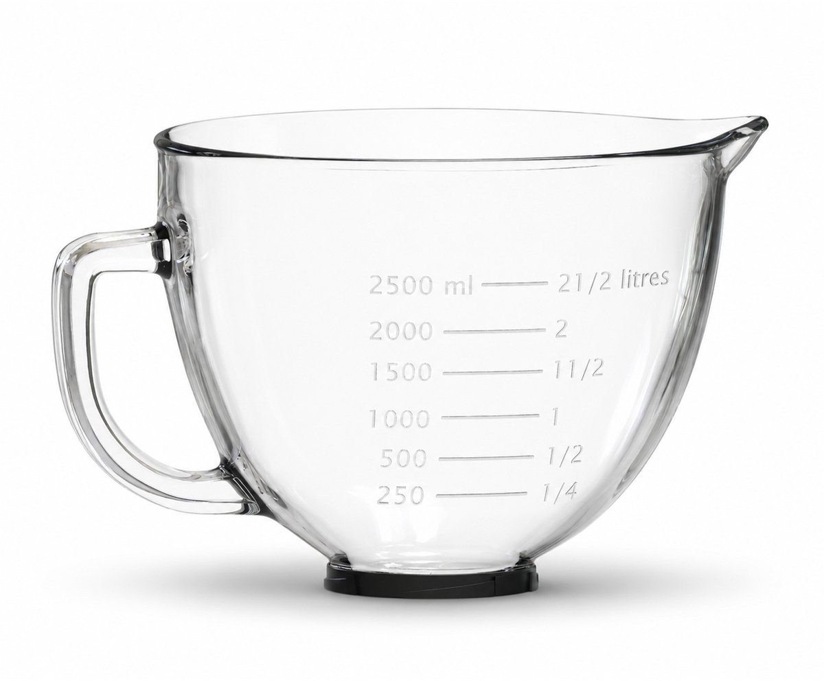 Glazen Mengkom voor KitchenAid 4.3, 4.7/4.8L Tilt-Head Stand Mixer Artisan & Classic Serie van MMOBIEL – 4.8L Glazen Kom met Handvat, Schenktuit & Maataanduiding – Enkel Handwas