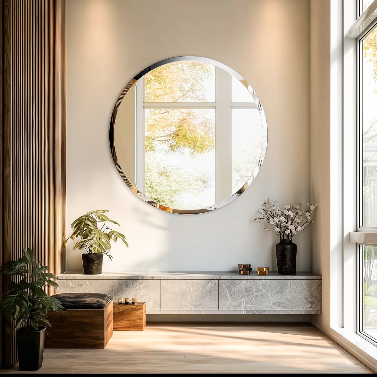 Artloge Spiegel rond - frameloos - afgeschuinde rand - 90x90cm