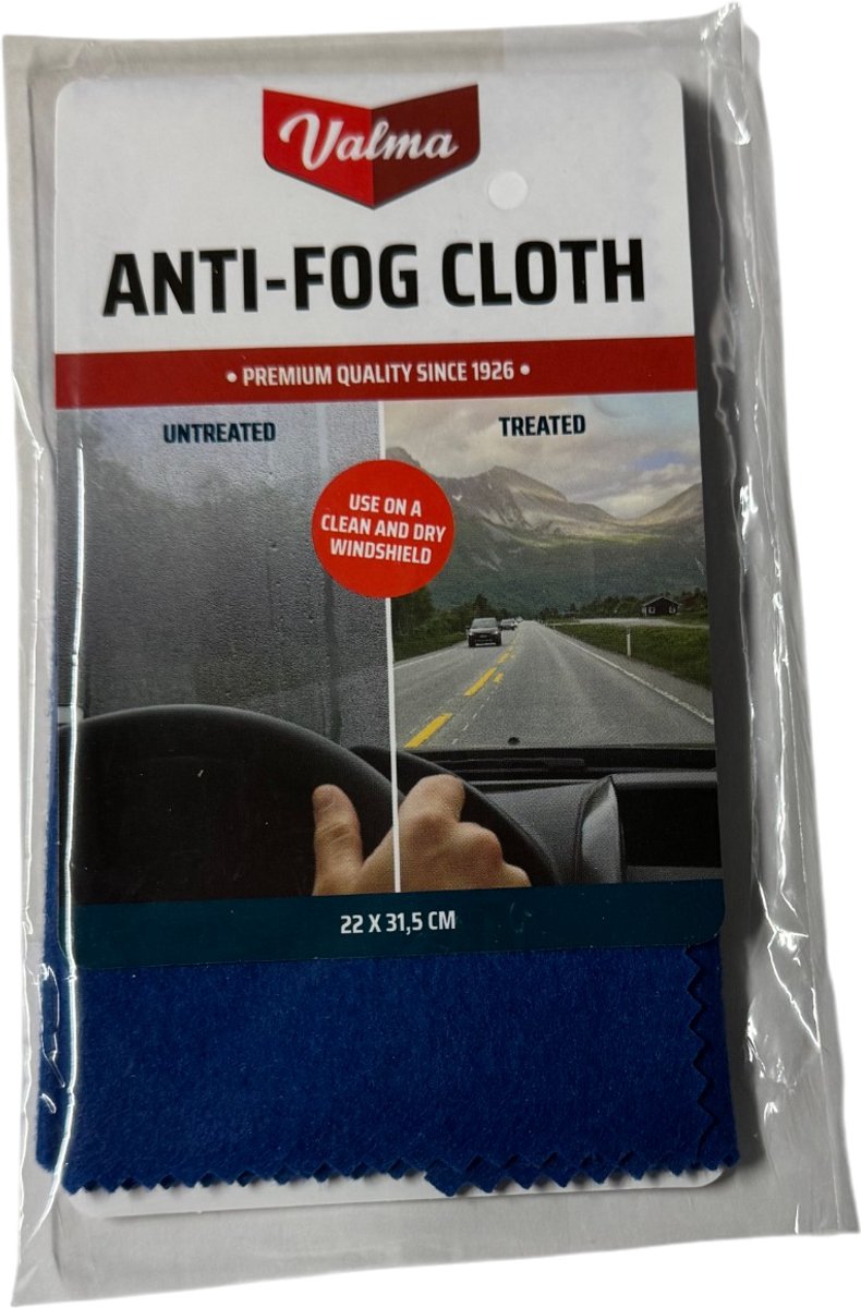 Valma Condensdoekje - Anti-condensdoek - 22 x 31,5 cm - Blauw - Gebruik op een droge schone en droge voorruit - Natte Vooruit droog maken