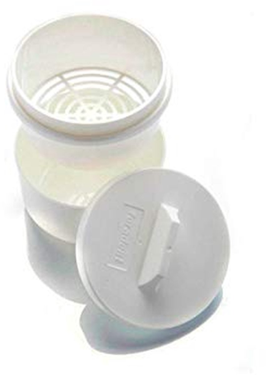 Reinigingsbox Kunstgebit - Prothese Houder - Hygiënisch Reinigen - Met Spoelmand - 12 x 12 x 12 cm - Wit