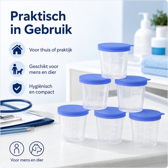 BukkitBow - Set van 10 Urinepotjes Steriel 40ml - Transparante Plas Containers - Anti Lek Herbruikbare Medische Bakjes van BukkitBow — afbeelding 3