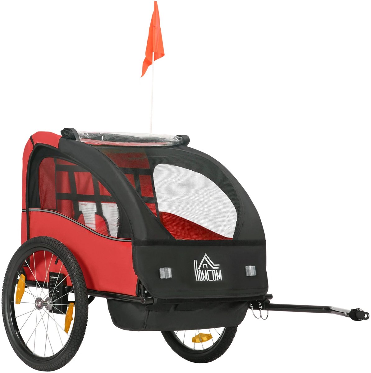 Roossentials fietskar - Fietsaanhanger - Kinderwagen fiets - 2 zitjes - Kinderfietskar - Wandelwagen - Aanhanger - Rood