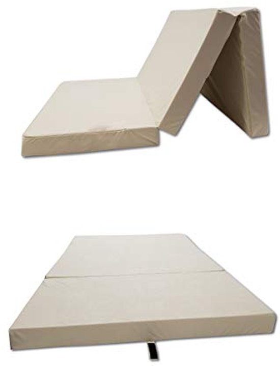 Vouwmatras - Gastenbed Opvouwbaar - Comfortabel Slapen - Verwijderbare Hoes - 120 x 200 cm - Beige — afbeelding 2