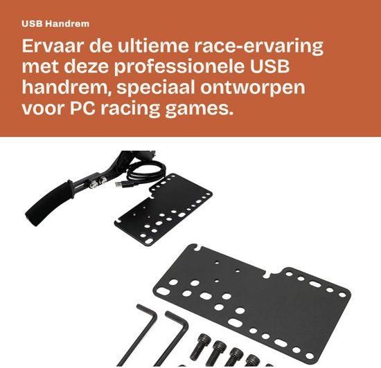 USB Handrem - Race Simulator - PC Gaming - 14-bit Systeem - Met Klem - Zwart van Merkloos — afbeelding 4