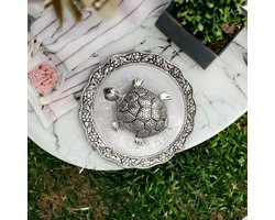 Kristallen Schildpad - Geluksdecoratie - Positieve Energie - Vastu Feng Shui - 15 x 15 x 5 cm - Zilverkleurig
