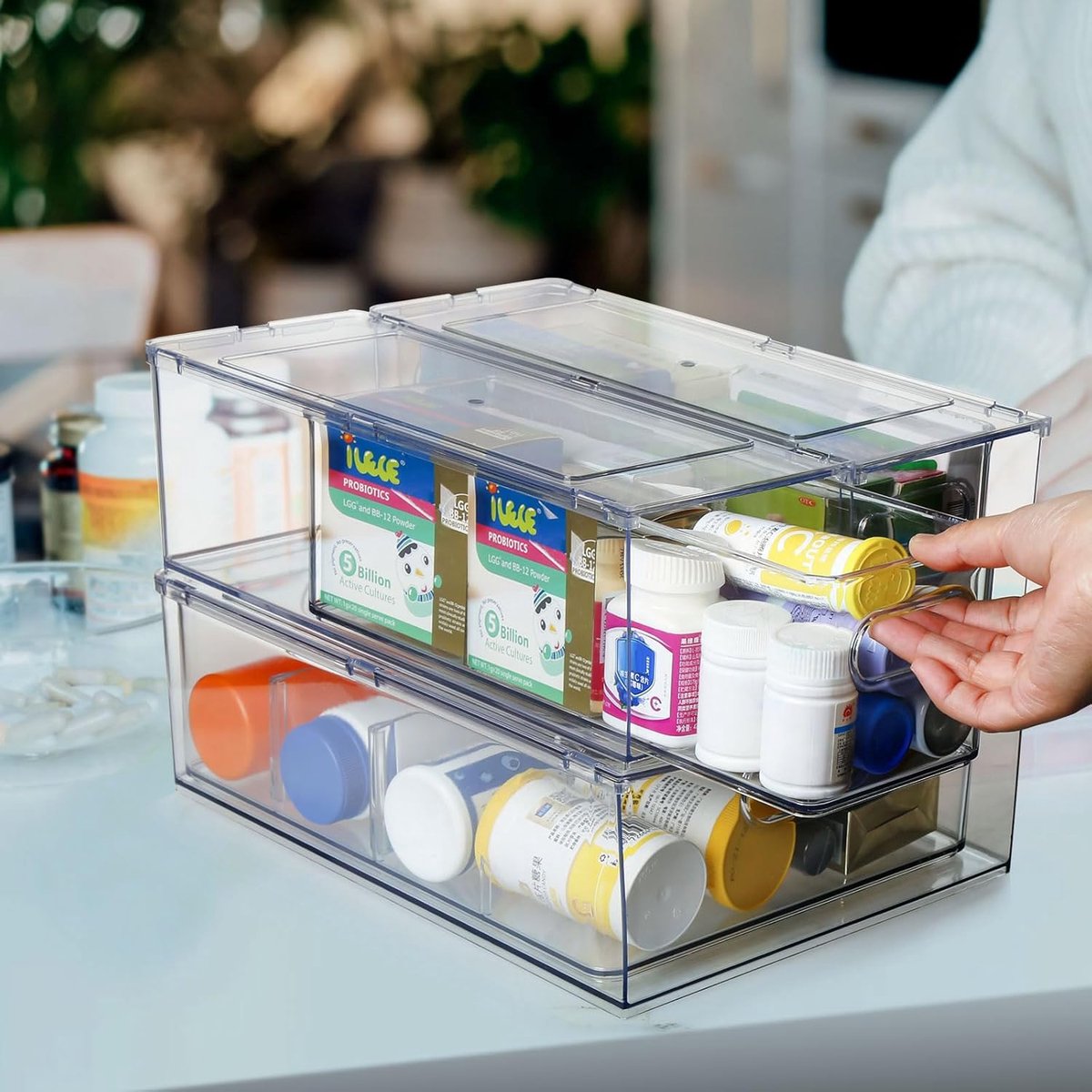 Opbergbakken Bijkeuken (Transparant) - Set Koelkast-organizer ,3 Stackable