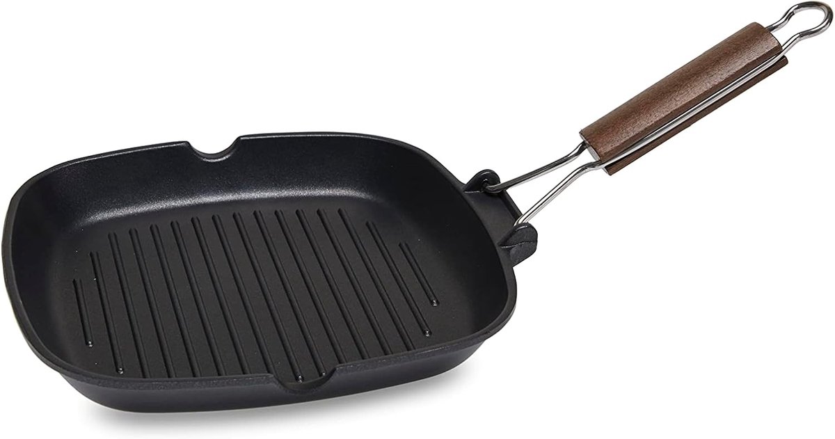 Grillpan - Koekenpan - Lekker Koken - 5-laags Antiaanbak - 28x28 cm - Zilver