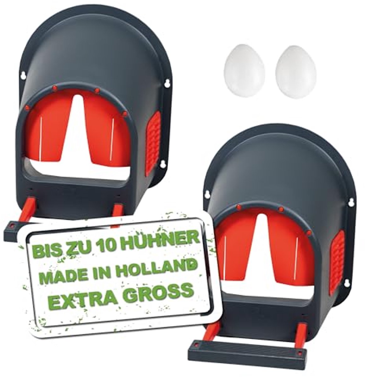 Legnest voor kippen - Kippennest - Eieren leggen - Minimale lichtinval - 2 stuks - Antraciet/Rood