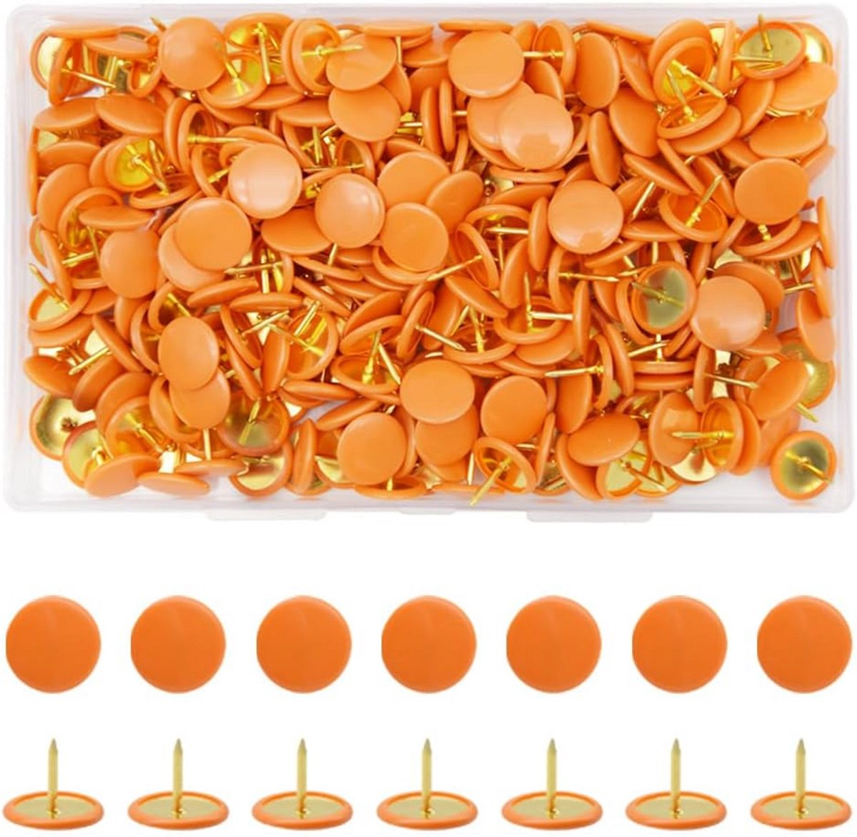 Creatieve Punaises - Kleurrijke Spelden - Decoreren Kaarten - Duurzaam Plastic - 300 Stuks - Oranje