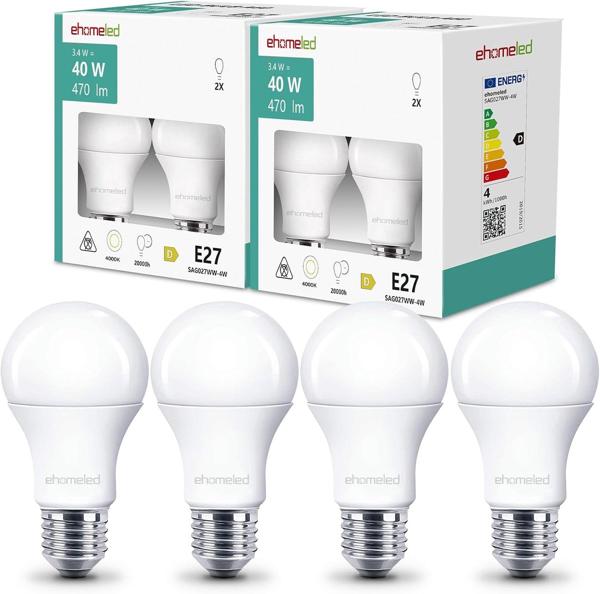 LED Lamp - E27 Gloeilamp - Huis Verlichten - Energiebesparend Klassiek Model - 40 Watt Equivalent - Daglichtwit