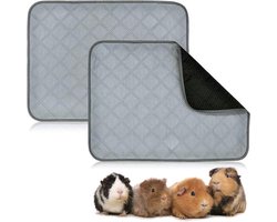 Wasbare Cavia Plasmatten - 2 Stuks (60x45 cm) - Lichtgrijs Fleece - Super Absorberend + Waterdicht - Voor Konijnen/Knaagdieren