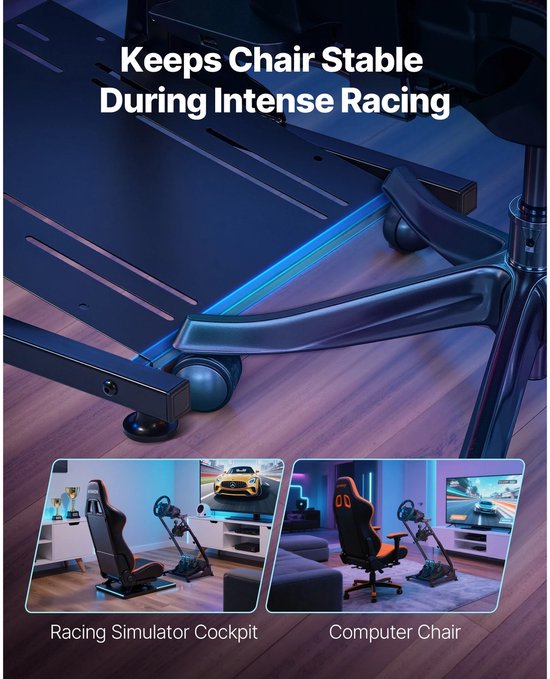 Novyro Living - racing wheel stand - stuur standaard - wheel stand - sim racing stand - opvouwbaar - verstelbaar - zwart — afbeelding 3