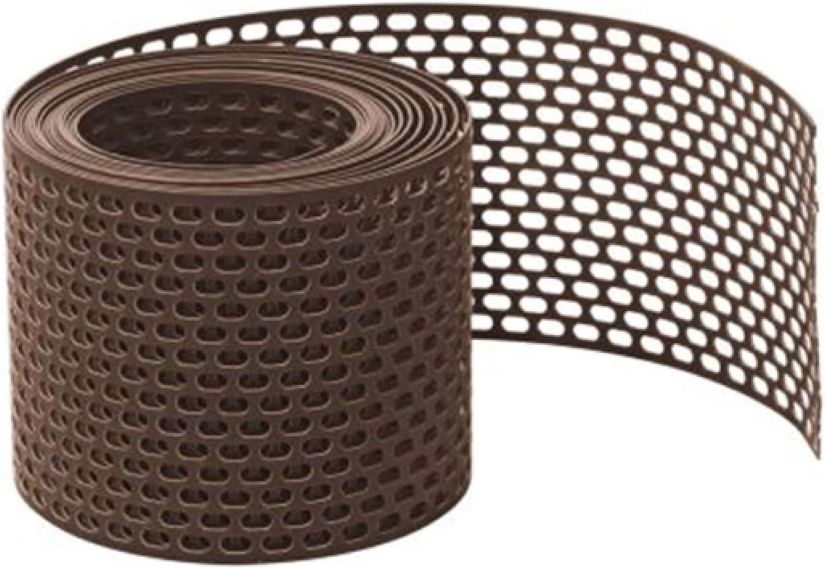 Vogelwerend rooster - Dakrand ventilatie - Gevel ventilatie - Corrosiebestendig PVC - 5m x 100mm - Bruin