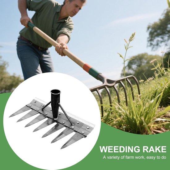 Tuinhark Multifunctioneel - Onkruid hark - Tuinonderhoud - Ergonomisch Ontwerp - 7 Tanden - Metaal — afbeelding 3