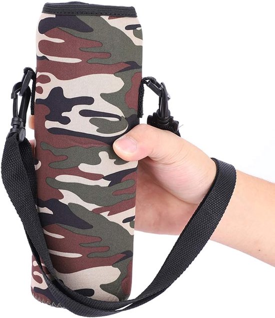 Fleshoes met riem - Isolerende hoes - Outdoor drinken - Houdt temperatuur vast - 1 liter - Zwart — afbeelding 5