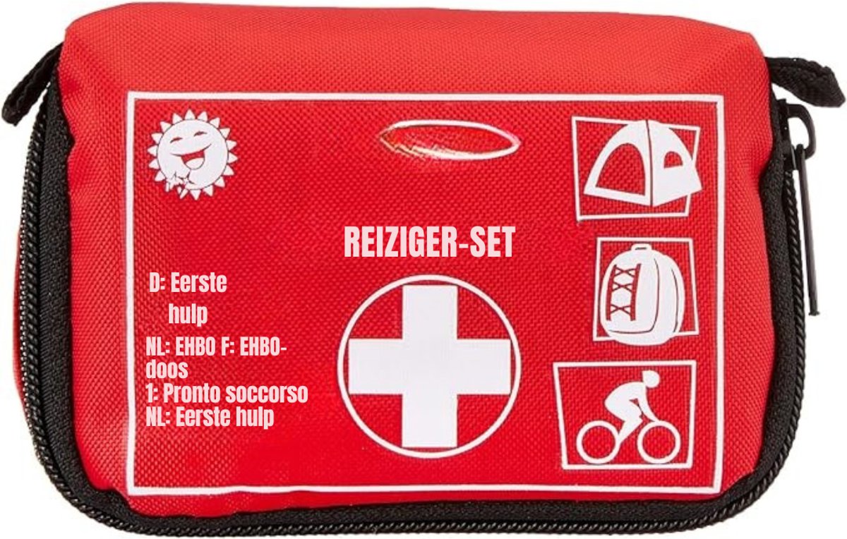 QIN® Ehbo Reisset - Reisset - EHBO - Set 32 Stuks - 11x7x5cm - Rood - 9cm x 12cm x 6cm