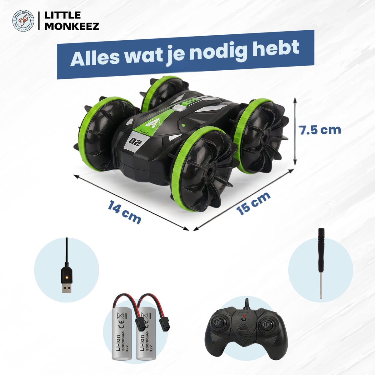 Bestuurbare Auto All-Terrain - RC Auto met 2 Accu's - Waterdicht - Speelgoed Autos Jongens - Buitenspeelgoed - Race Car/Boot Land & Water - 1,5u Speelplezier - Radiografisch - Aqua-Land Racer — afbeelding 7
