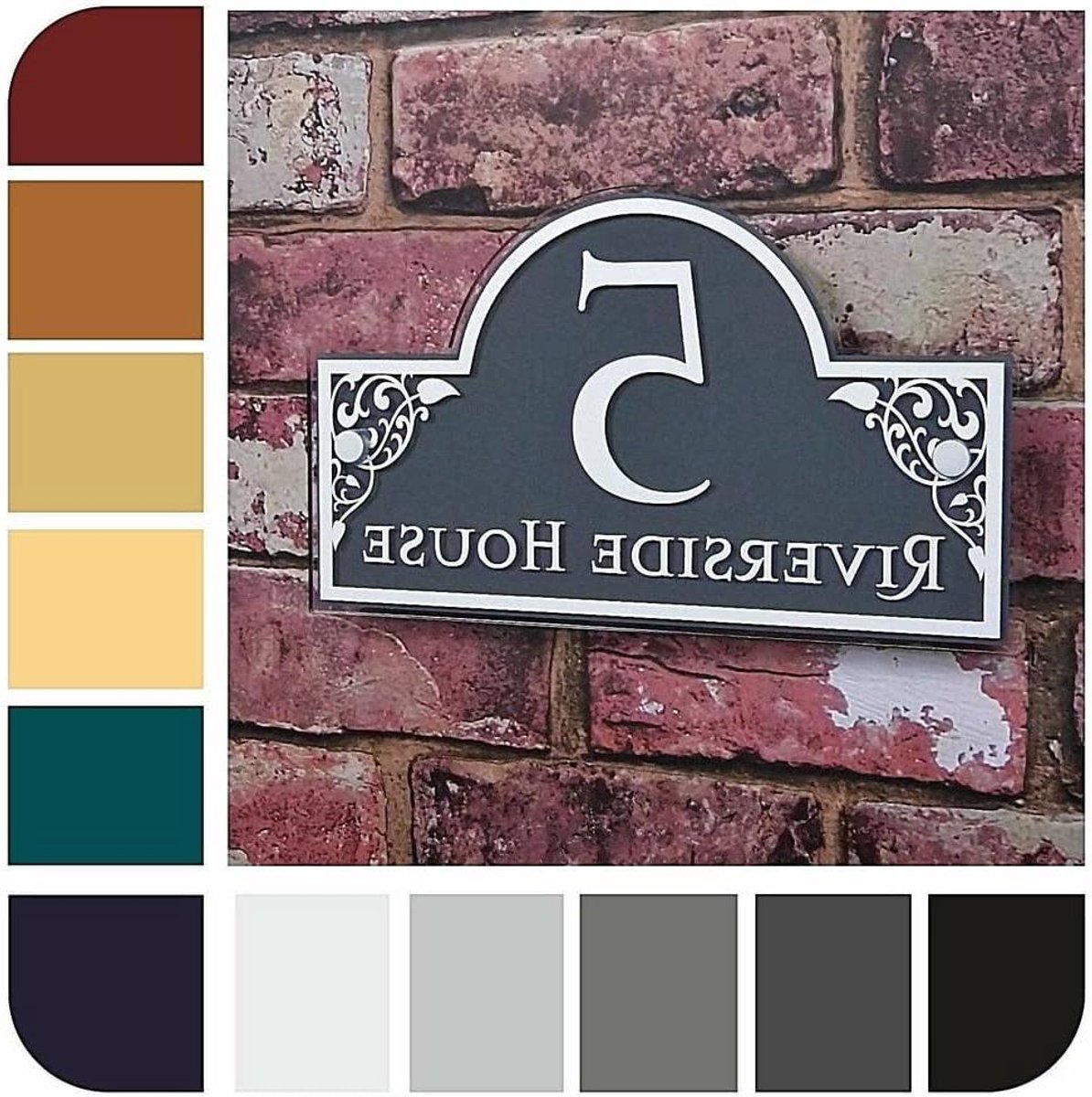 Huisnummer Naamplaatje - Adresbord Personaliseerbaar - Huis Identificatie - Weerbestendig Metaal - 20 x 14 cm - Grijs