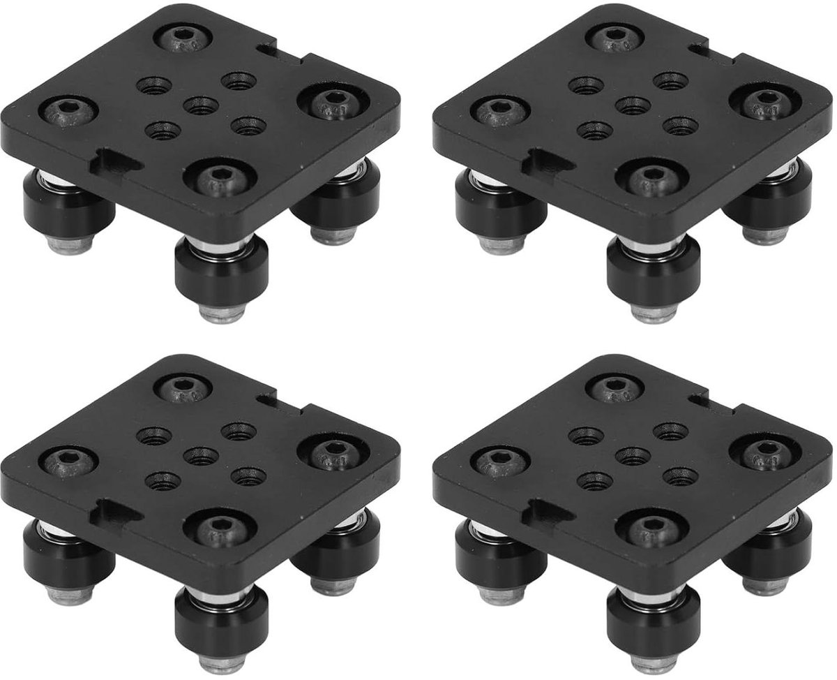 V-wielplaten - Poortaalstang - 3D-printer onderdelen - Aluminiumlegering - 4 stuks - Zwart