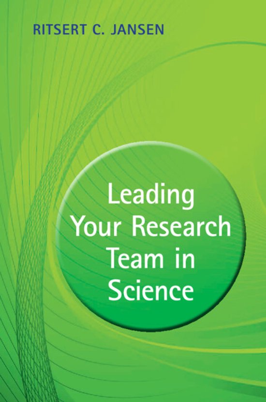 Couverture du livre 'Leading Your Research Team in Science' par Ritsert C. Jansen, avec un fond vert et du texte circulaire.