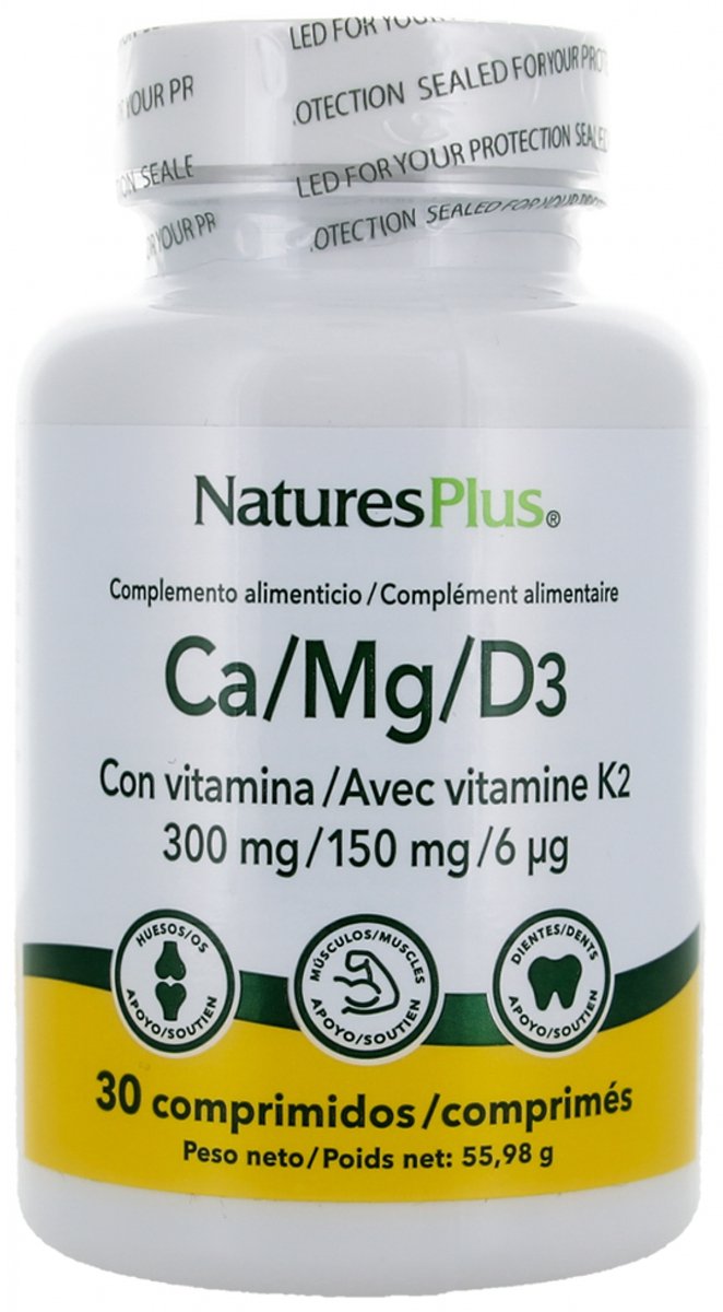 Natures Plus Ca/Mg/D3 met Vitamine K2 30 Tabletten