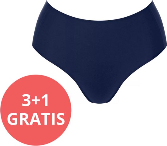 Culotte taille haute bleu foncé sloggi ZERO Feel 2.0. Cercle rouge avec '3+1 GRATIS'.