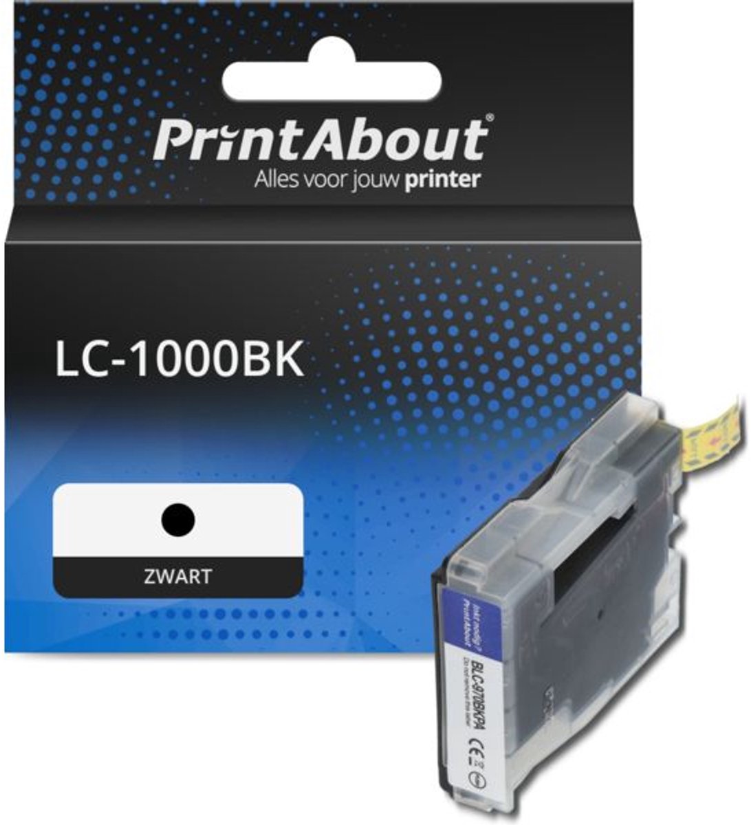 PrintAbout huismerk Inktcartridge LC-1000BK Zwart geschikt voor Brother