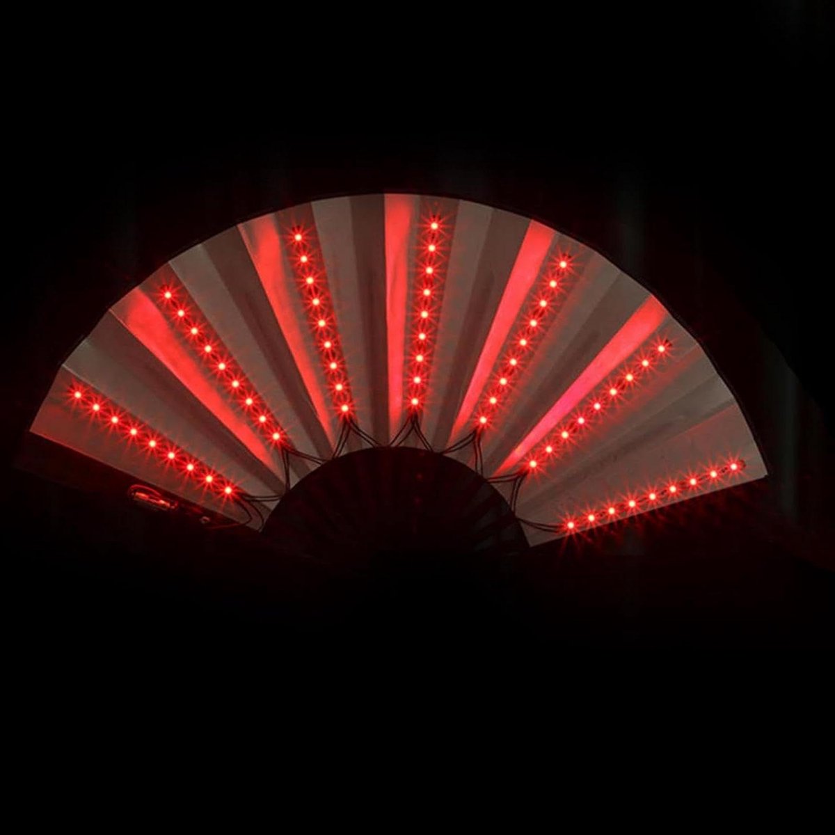LED Handventilator - Opvouwbare Ventilator - Feestelijke Sfeer - Lichtgevende Buizen - 33cm - Rood