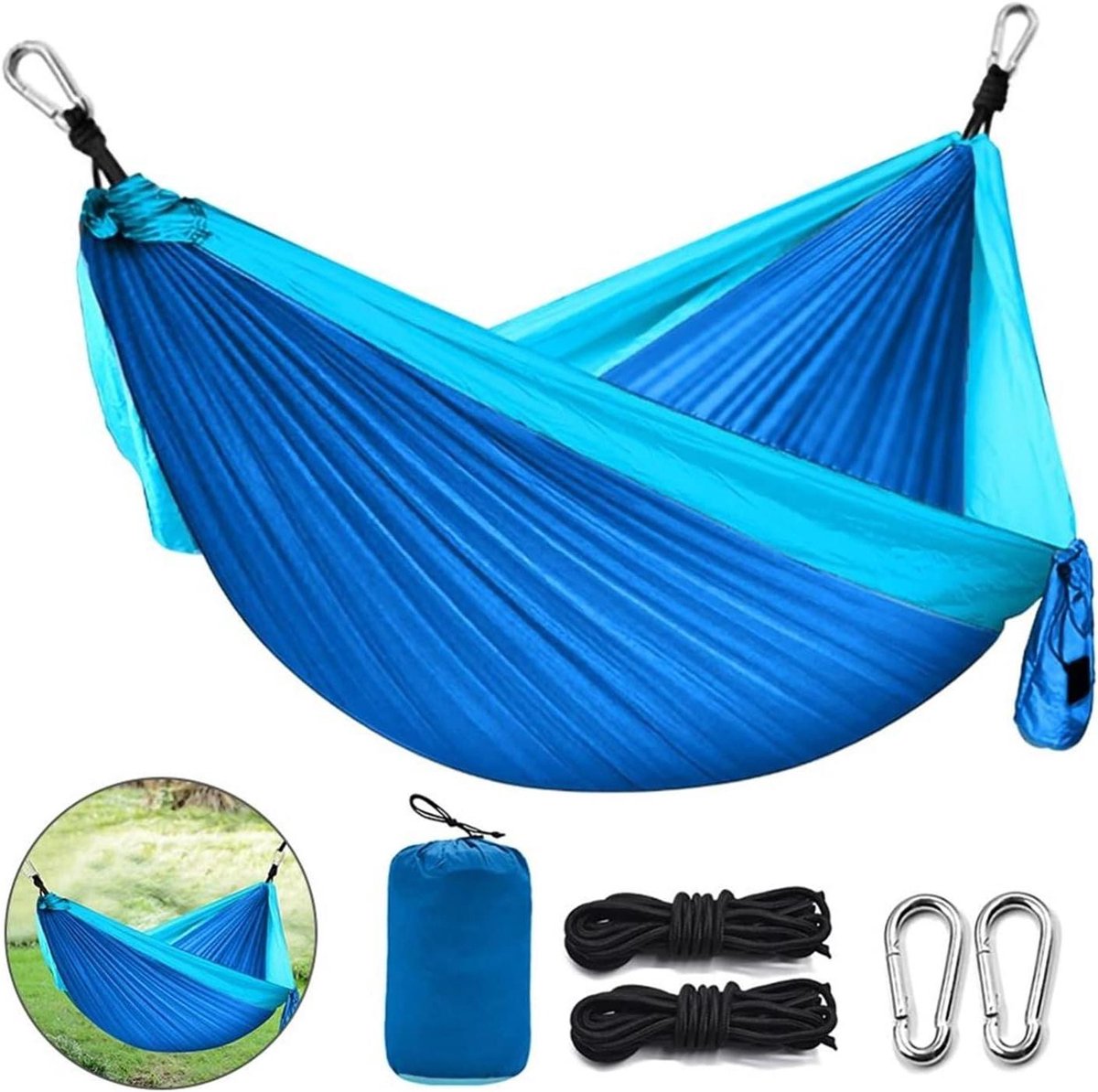 Schommelhangmat - Zweefstoel - Ontspannen Buiten - Versterkte Naden - 260 x 140 cm - Blauw