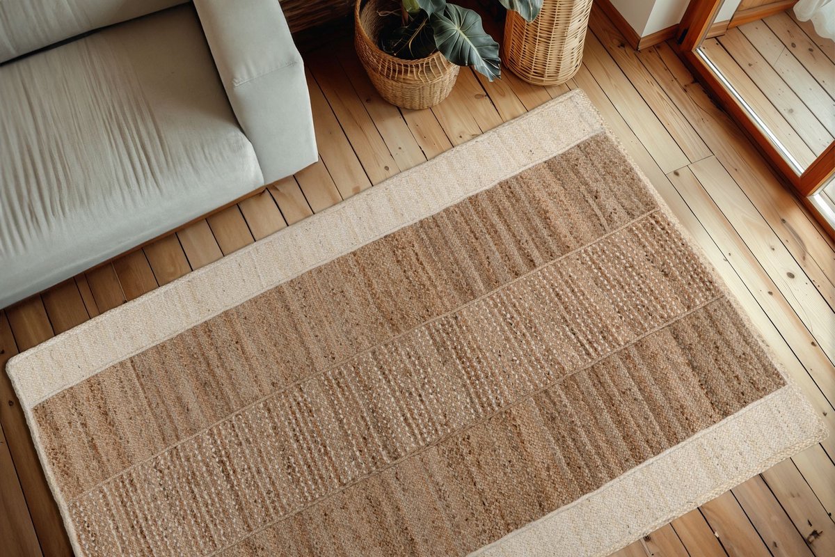 Vloerkleed Cottage ivoor – 120 x 170 cm – 100% jute, handgeknoopt