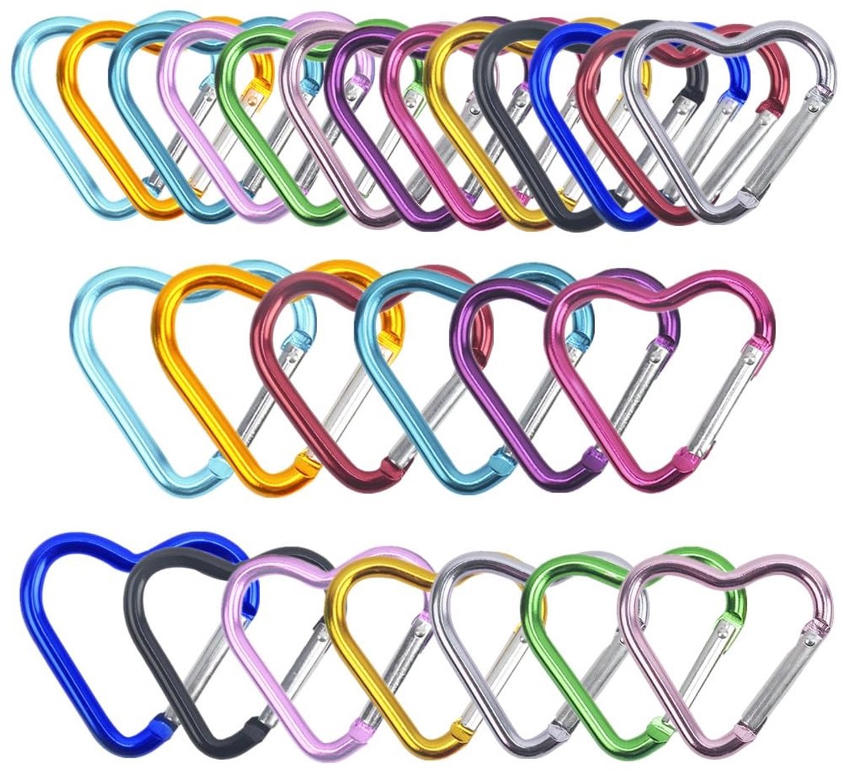 Cosensi- Karabijnhaken 26 stuks - Hartvormige Sleutelhangers - Kleine Karabijnhaken - Veelkleurig - Aluminiumlegering - Voor Outdoor-activiteiten - Sleutelhanger