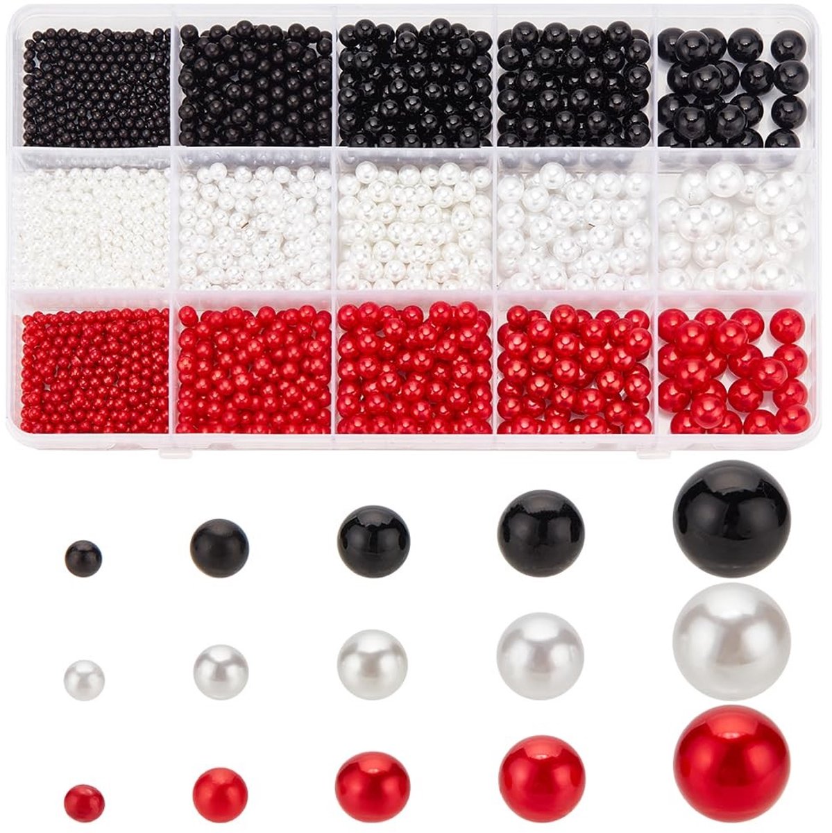Dailygoods- Vaasvuller 1860 Stuks - Ongeboorde Parel Kralen - Acryl Kralen - DIY Knutselbenodigdheden - Party Decor - 5 Maten - Parelkralen