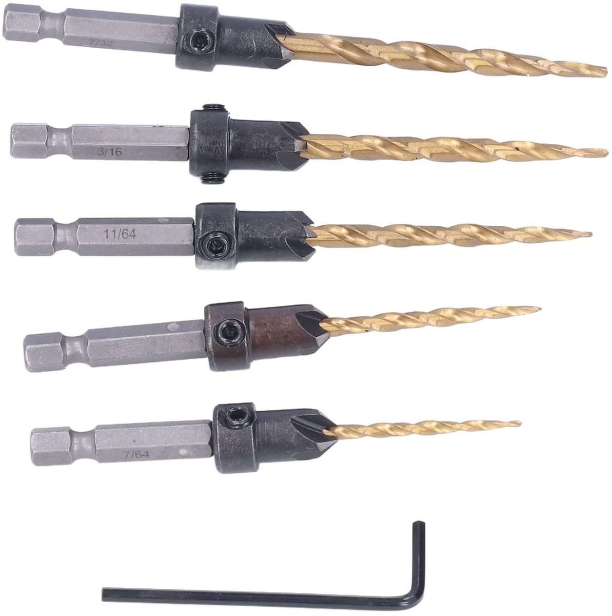 Dailygoods - Verzinkboorset - Houtbewerking - Uitstekende snijkracht - 5 Stks/set - Corrosiebestendig - Voor Hout en Kunststof