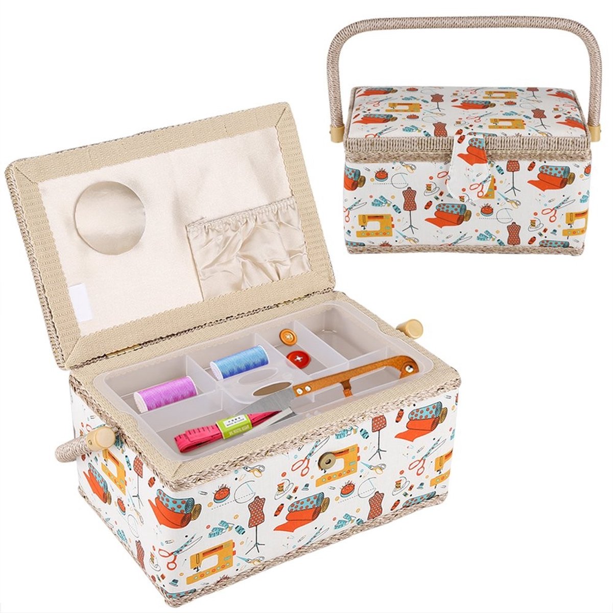 Dailygoods- Opbergdoos 27,8 x 18 x 14,5 cm - Opbergdoos met deksel - Opbergdoos voor thuis - Opbergdoos voor op reis - Opbergdoos multifunctioneel - Compact formaat - Opbergbox