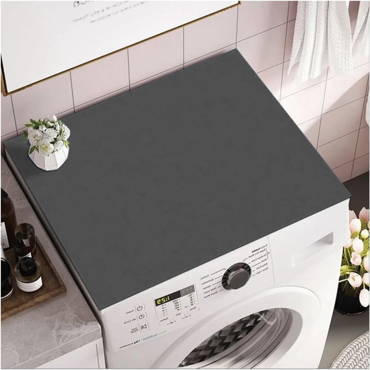 Dailygoods- Wasmachinemat Antislip - Stofdicht - 60 x 60 cm - Universele Multifunctionele Wasmachinemat - Zwart - Kiezelgo-kiezelgel - Wasmachinebescherming
