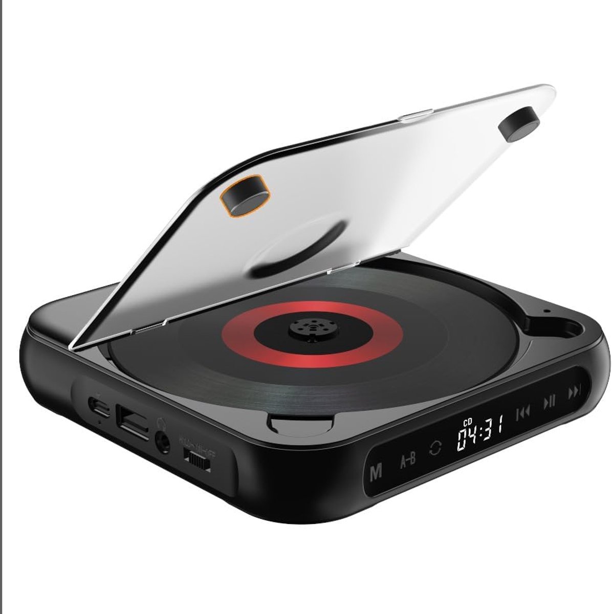 Draagbare speler, muziekspeler, ultradun en compact, geschikt voor CD/USB/AUX, LCD-display, geschikt voor thuis/auto (zwart)
