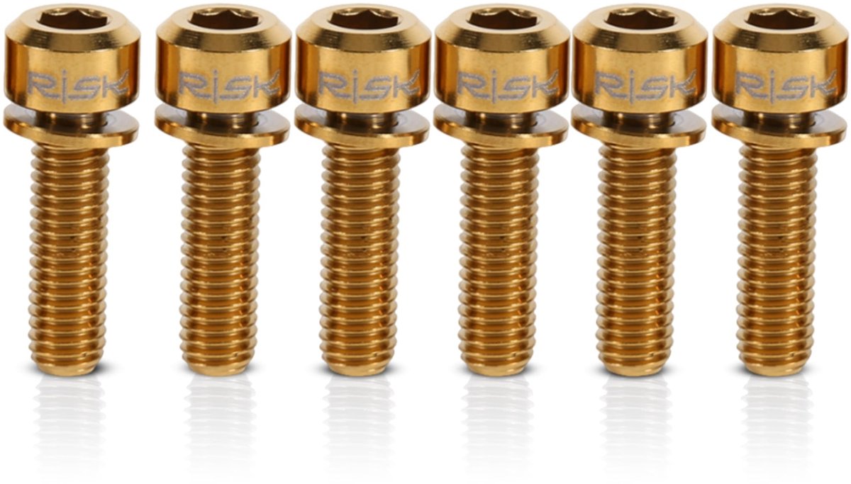 Dailygoods- Fietsstuurpenbouten 6 Stuks - Titaniumlegering M5 x 18 mm - Corrosiebestendig - Lichtgewicht - Hoge sterkte - Uniek ontwerp - Fietsbout