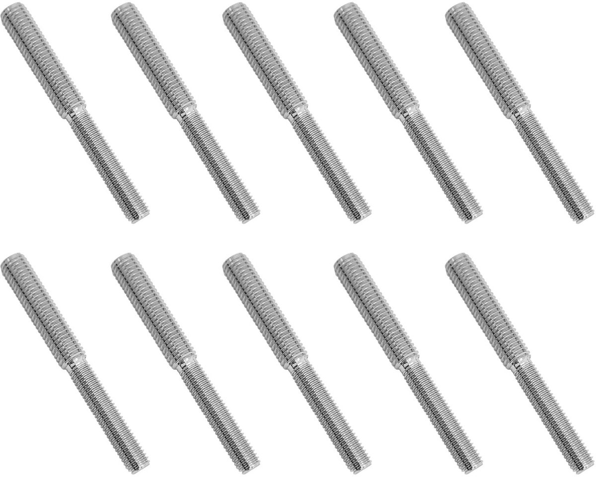 Dailygoods- Draadadapter M10/M12 - 10 Stuks - 40mm Draadlengte - Roestvrij Staal - Hoge Sterkte - Dubbele Schroefdraad - Schroef