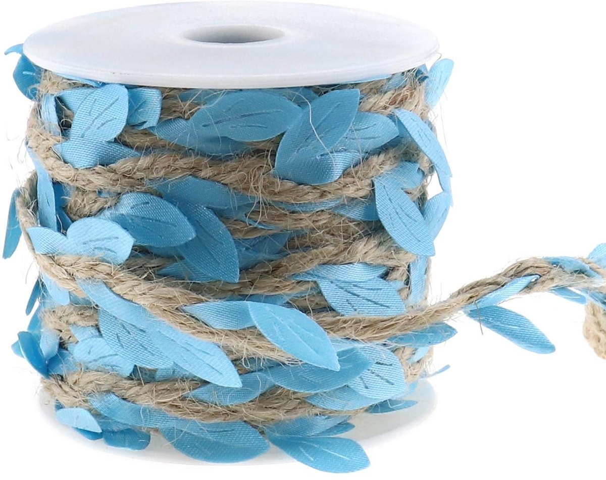 Dailygoods- Kunstblad Touw 20m - Jute Touw - Doe-Het-Zelf Decor - Ambachtelijke Decoratie - Blauw - Natuurlijke Look - Lint