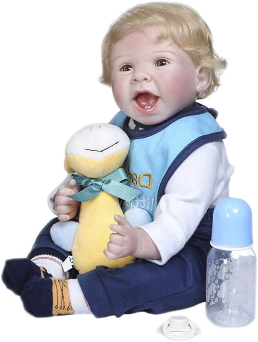 Babypop - Reborn pop - Speelkameraadje - Zacht stoffen lichaam - 55 cm - Bruin