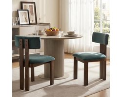 Ya-Home Mid Century Eetkamerstoelen Set van 2 Fluwelen Keukenstoelen met Rugleuning voor Eetkamer/Woonkamer, Groen