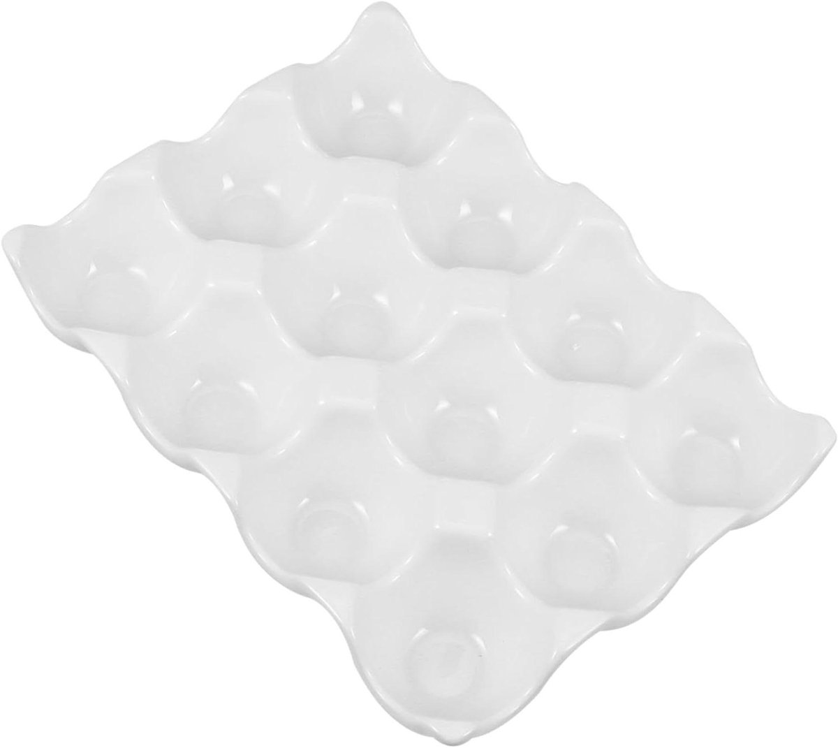 Eierhouder Koelkast - Eierrek Keramiek - Eieren Opslaan - Stapelbaar Ontwerp - 19.5 cm - Wit