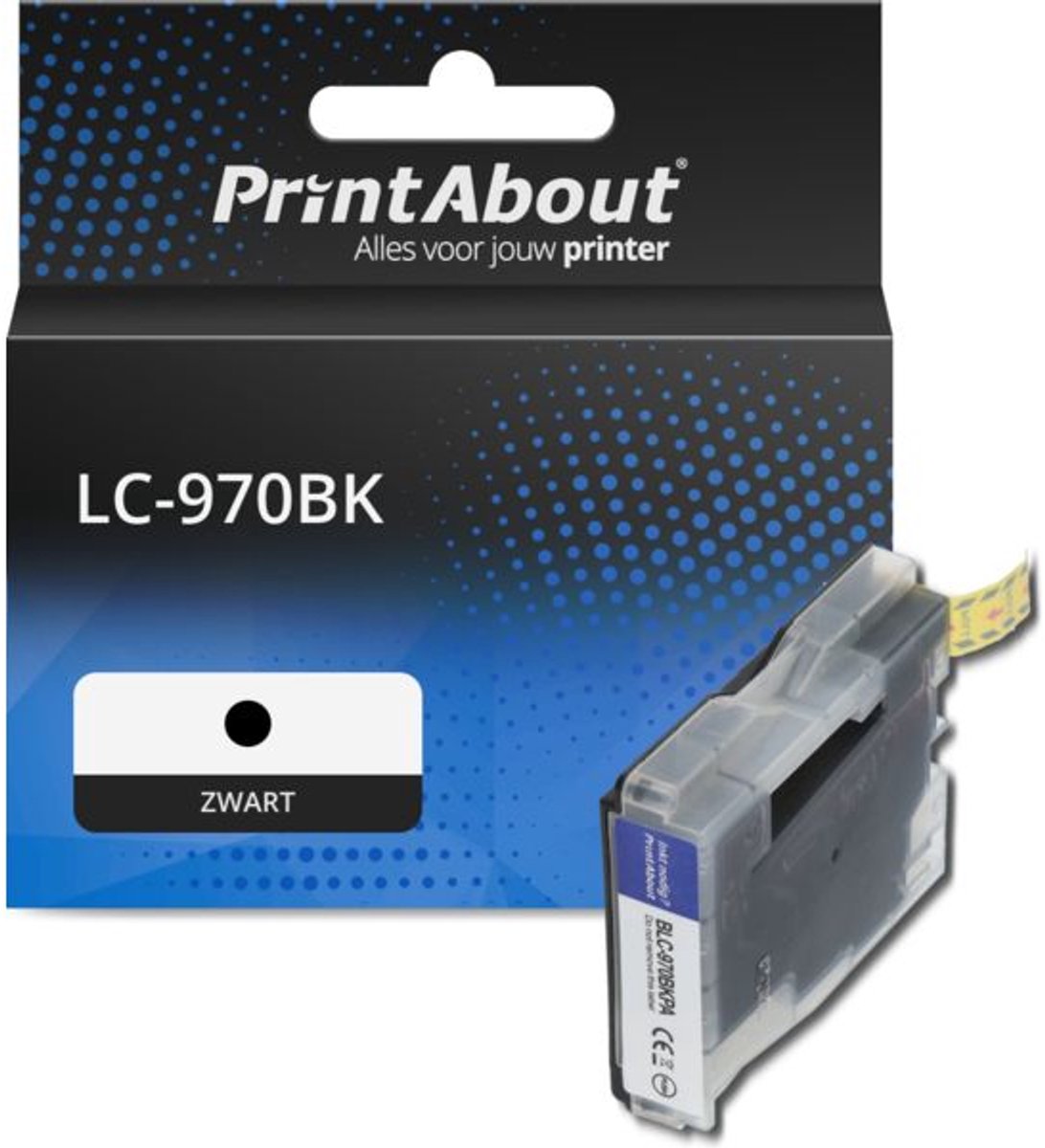 PrintAbout huismerk Inktcartridge LC-970BK Zwart geschikt voor Brother